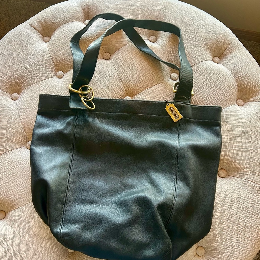 Coach Black Leather Tote